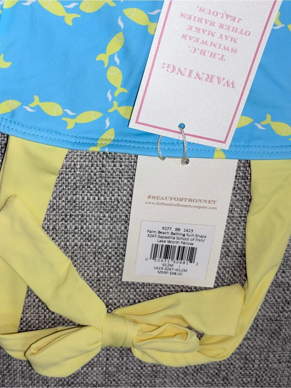 TBBC 6-12m NWT Blue and Yellow Halter One-Piece Swim Suit